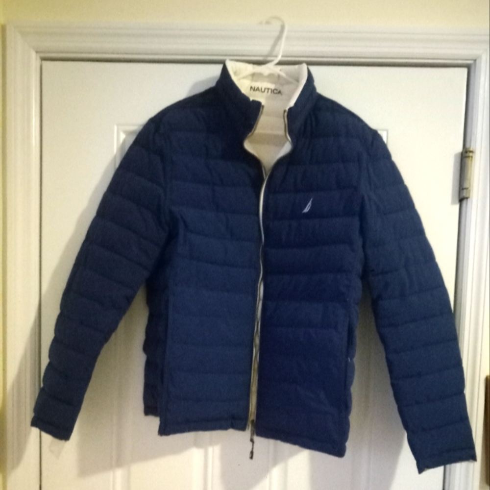 Blue and white reversible Nautica Coat